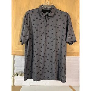 Snake Eyes Golf Polo Mens Large Gray Golf Cart Print Performance Shirt